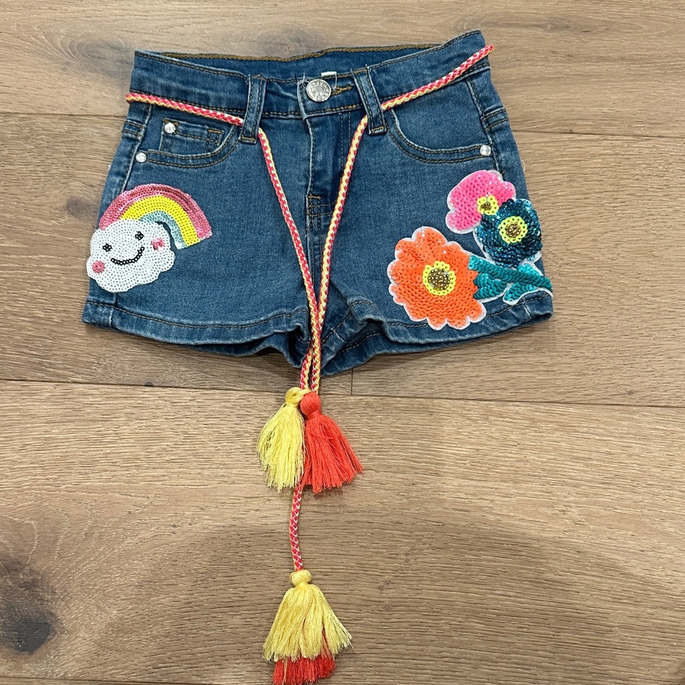 Colorful Embroidered Kids Denim Shorts